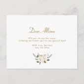 magnolia floral zal jij mijn Flowergirl card zijn Uitnodiging Briefkaart (Achterkant)