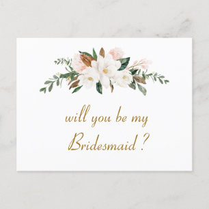 magnolia floral zul je mijn bruidsmeisje kaart zij