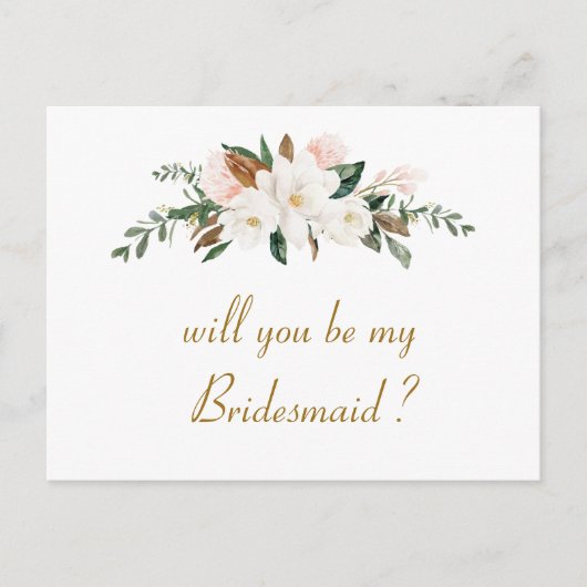 magnolia floral zul je mijn bruidsmeisje kaart zij (Voorkant)