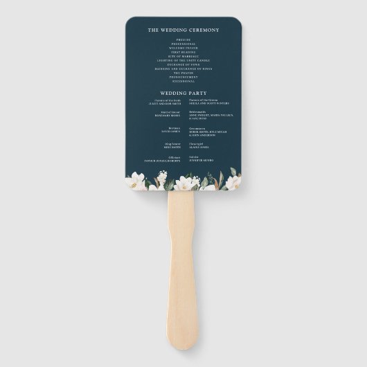 Magnolia florale geometrische bruiloft programma handwaaier (Achterkant)