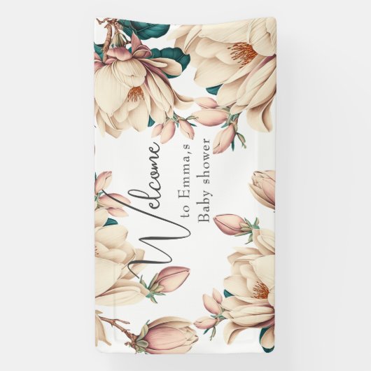 Magnolia flower - bladen spandoek (Verticaal)