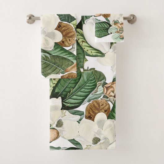 Magnolia Flower Blosbezems Leaves Bath Towel Set Bad Handdoek (Insitu)
