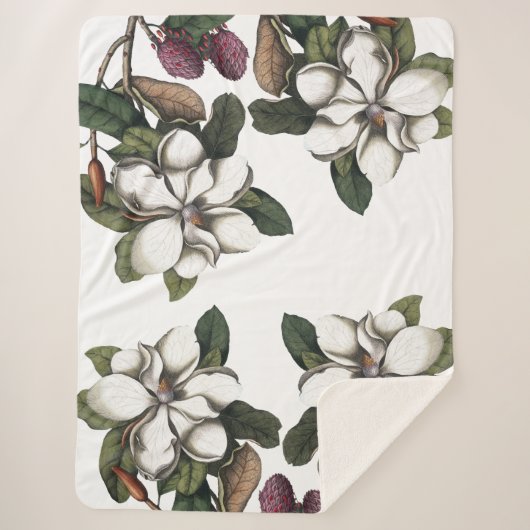 Magnolia Flower Blossom Sherpa Blanket Deken (Voorkant)