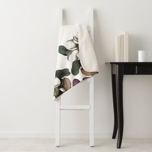  Magnolia Flower Blossom Sherpa Blanket Deken (In situ)