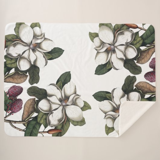  Magnolia Flower Blossom Sherpa Blanket Sherpa Deken (Voorkant (horizontaal))