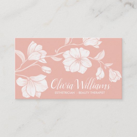 Magnolia Flower Branch Illustratie Visitekaartje (Voorkant)