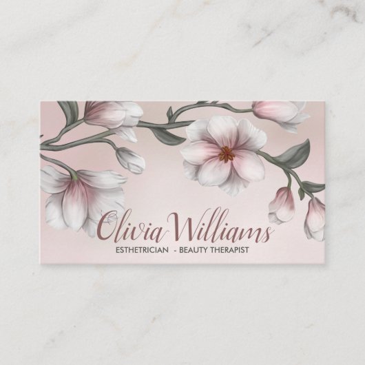 Magnolia Flower Branch Illustratie Visitekaartje (Voorkant)