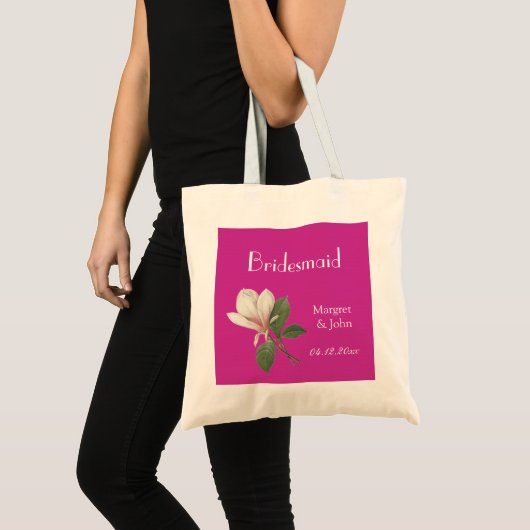  magnolia flower bridesmaid bruiloft tote bag (Voorkant (product))
