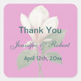  magnolia flower bruiloft wil je bedanken vierkante sticker