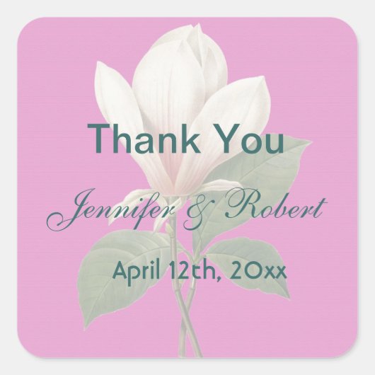  magnolia flower bruiloft wil je bedanken vierkante sticker (Voorkant)