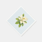 Magnolia Flower Custom Wedding Blue Stripe Servet (Hoek)