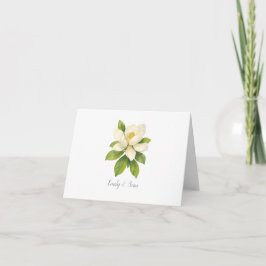 Magnolia Flower Custom Wedding Monogram  Bedankkaart
