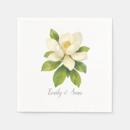 Magnolia Flower Custom Wedding Monogram  Servet