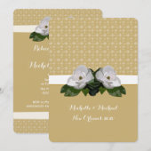 Magnolia Flower Fleur de Lis Wedding Kaart (Voorkant / Achterkant)