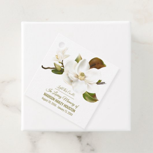 Magnolia Flower Funeral Memorial Bedankjes Labels (In situ)