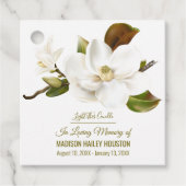 Magnolia Flower Funeral Memorial Bedankjes Labels (Voorkant)