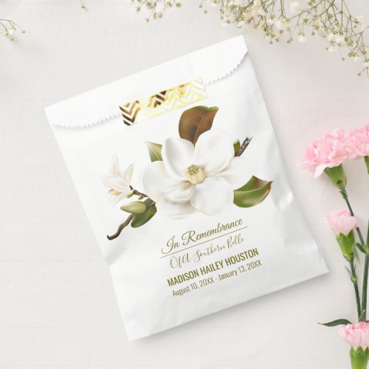 Magnolia Flower Funeral Memorial Bedankzakje (Gezegeld)