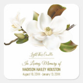 Magnolia Flower Funeral Memorial Vierkante Sticker (Voorkant)