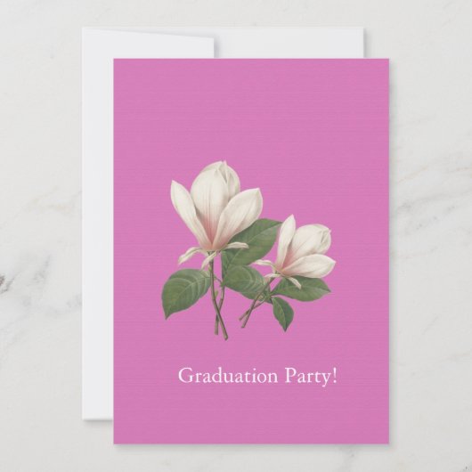  magnolia flower graduparty kaart (Achterkant)