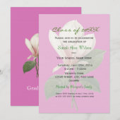  magnolia flower graduparty kaart (Voorkant / Achterkant)