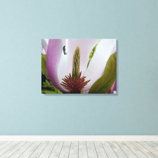 magnolia flower macroshot canvas afdruk (Insitu (Houten vloer))
