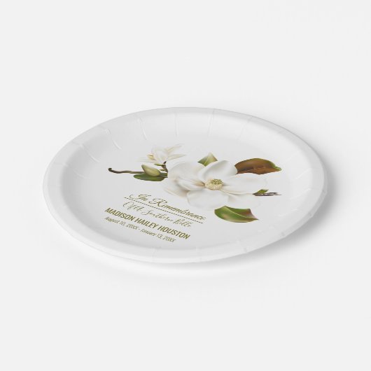 Magnolia Flower Memorial Papieren Bordje (Gekanteld)
