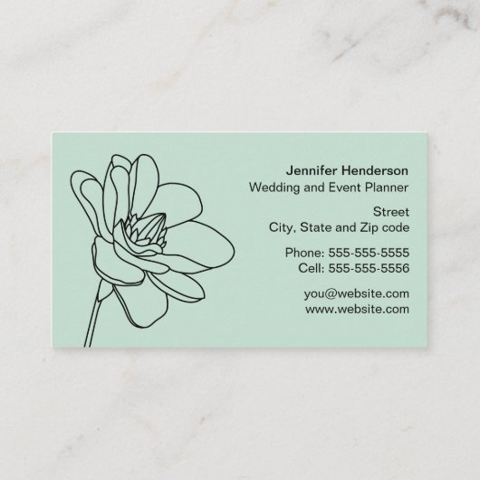 Magnolia Flower Mint Green Visitekaartje (Achterkant)