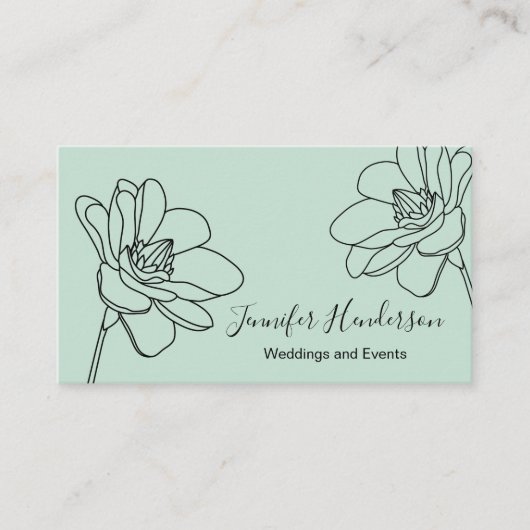 Magnolia Flower Mint Green Visitekaartje (Voorkant)