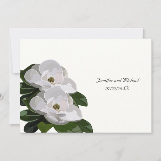Magnolia Flower Modern Wedding Invitation Kaart (Voorkant)