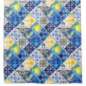 Magnolia flower navy blue douchergordijn douchegordijn (Voorkant)