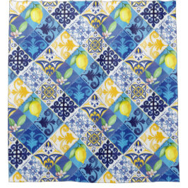 Magnolia flower navy blue douchergordijn douchegordijn