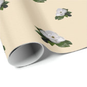 Magnolia Flower on Parchment Gold Cadeaupapier (Rol Hoek)