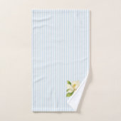 Magnolia Flower Painting Blue Stripe Bad Handdoek (Handdoek)