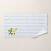 Magnolia Flower Painting Blue Stripe Bad Handdoek (Handdoek)