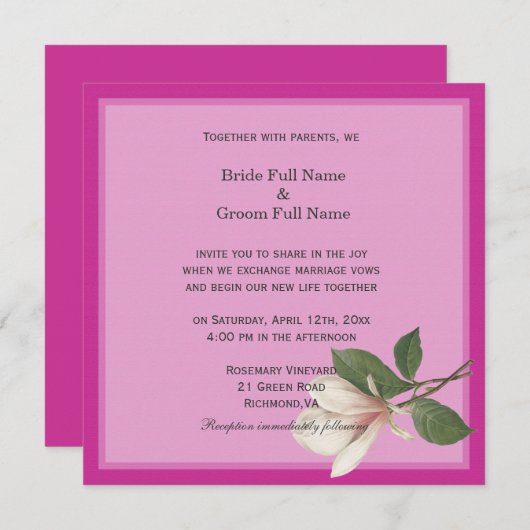   magnolia flower roze spring bruiloft kaart (Voorkant / Achterkant)