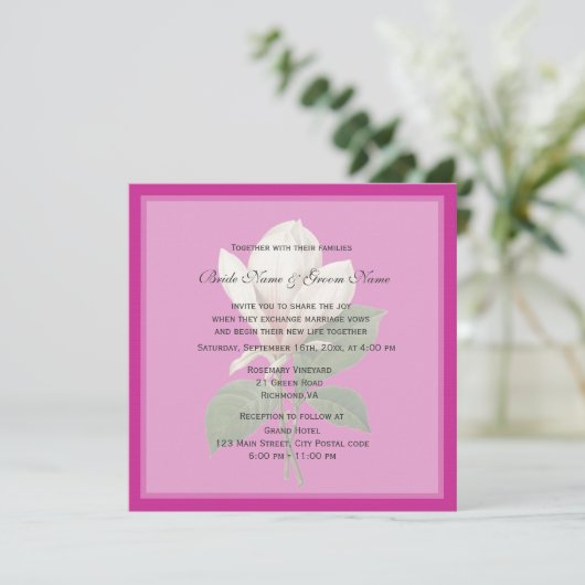   magnolia flower roze spring bruiloft kaart (Staand voorkant)