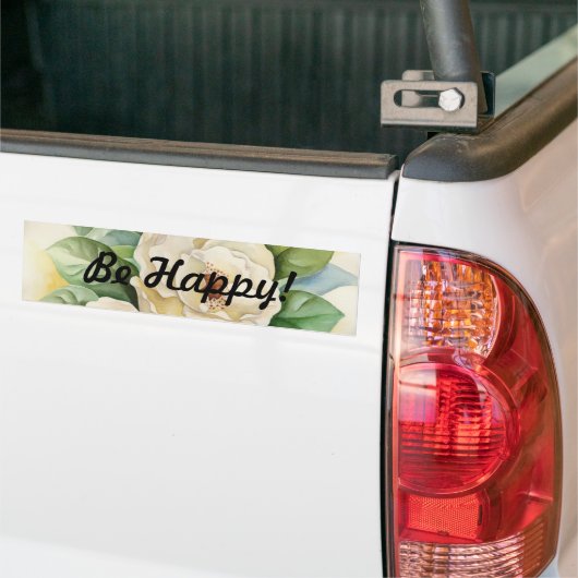 Magnolia Flower Waterverf Panting Bumpersticker (Op Truck)