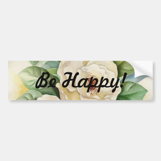 Magnolia Flower Waterverf Panting Bumpersticker (Voorkant)