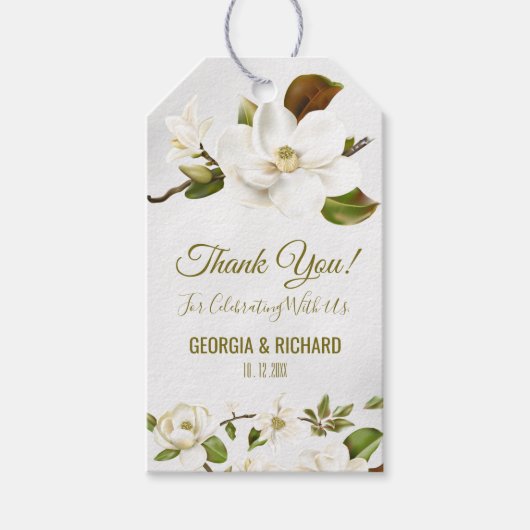Magnolia Flower Wedding Gift Labels Cadeaulabel (Voorkant)
