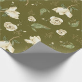 Magnolia Flowers and Leaves Cadeaupapier (Hoek)