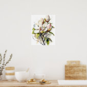 Magnolia Flowers Art Print Poster (Keuken)