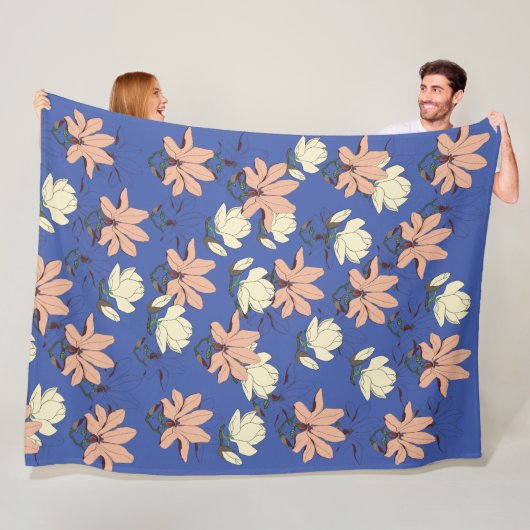 Magnolia Flowers Blooms Fleece Deken (In situ)