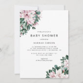 Magnolia Flowers | Dusty Pink Spring Baby shower Kaart (Voorkant)