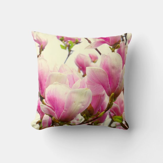 Magnolia Flowers Floral Botanical Blossom Chic Kussen (Voorkant)