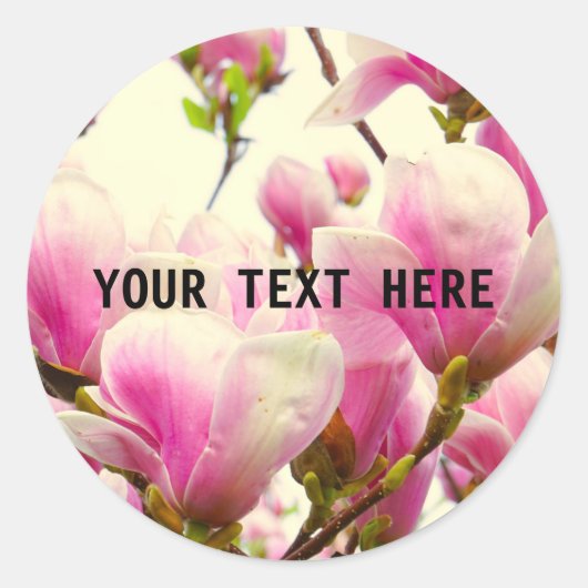 Magnolia Flowers Floral Botanical Blossom Chic Ronde Sticker (Voorkant)