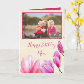 Magnolia Flowers Happy Birthday Mam Foto Kaart (Gele Bloem)