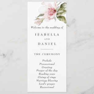 Magnolia Flowers Modern Simple Wedding Programs Programmakaart