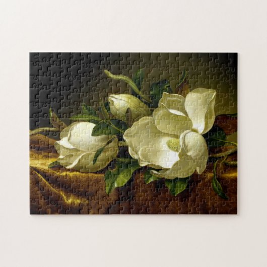 Magnolia Flowers on Gold Velvet Heade Puzzle Legpuzzel (Horizontaal)