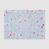 Magnolia Flowers on Soft Blue and Silver Damask Tissuepapier (Voorkant)