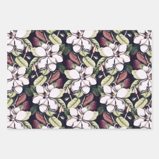 Magnolia Flowers Pattern Inpakpapier Vel (Voorkant 2)